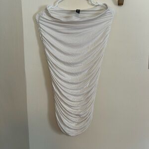 white routched midi skirt